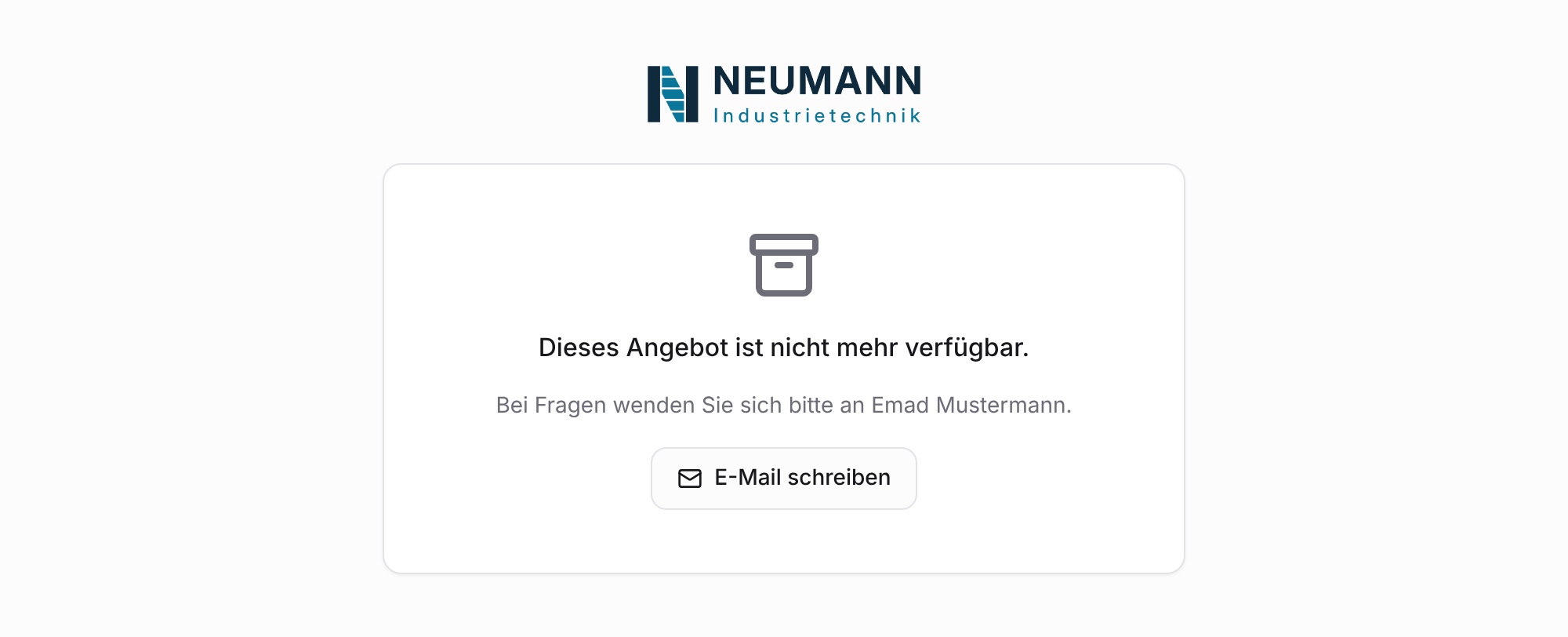 Screenshot: Annahme-Seite eines geschlossenen Angebots aus Empfängersicht
